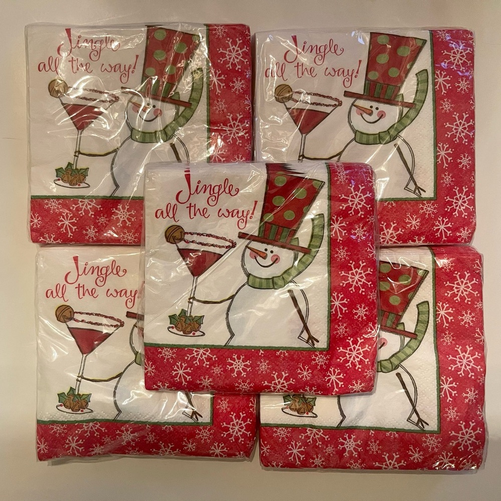 Unique Jingle All The Way! Snowman Christmas Holiday Beverage Napkins, 5…